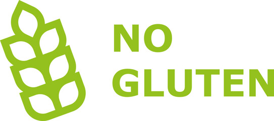 No gluten label with green wheat symbol