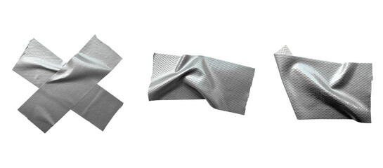 Silver Duct Tape PNG | Wrinkled, Folded, and Crossed Adhesive Tape White Background