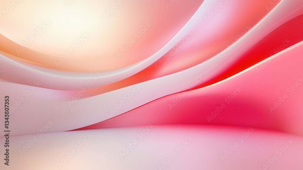Poster smooth, glossy pink lines curve and converge, creating a tunnel like effect in an abstract backgroun