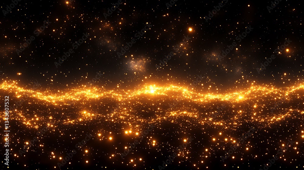 Canvas Prints golden particles shining in a dark and celestial background