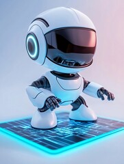 Cute Robot on Futuristic Platform.