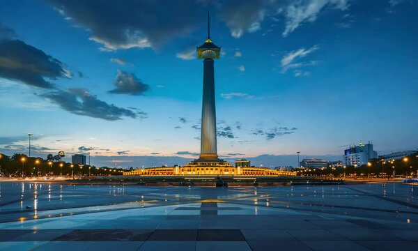 Jakarta - National Monument (Monas) Jakarta&rsquo;s National Monument (Monas) standing tall in Merdeka Square, surrounded by the bustling energy of Indonesia&rsquo;s capital city