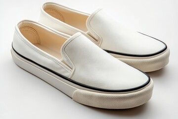 Classic white slip-on shoes ideal for casual wear in various settings throughout the year