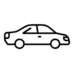 Naklejka premium Car side view, thin line vector icon with transparent background 