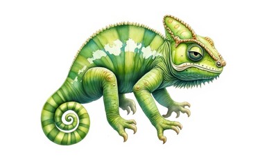 Vibrant green chameleon illustration