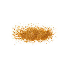 Golden spice powder arranged in a scattered pattern on a light background for culinary use and food preparation