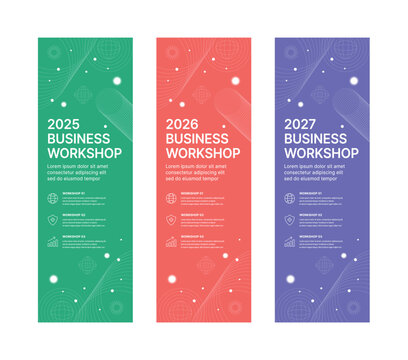 Set of business banner design templates in modern, geometry, abstract shape pattern style for school, company, workshop, seminar, presentation, event and conference. 