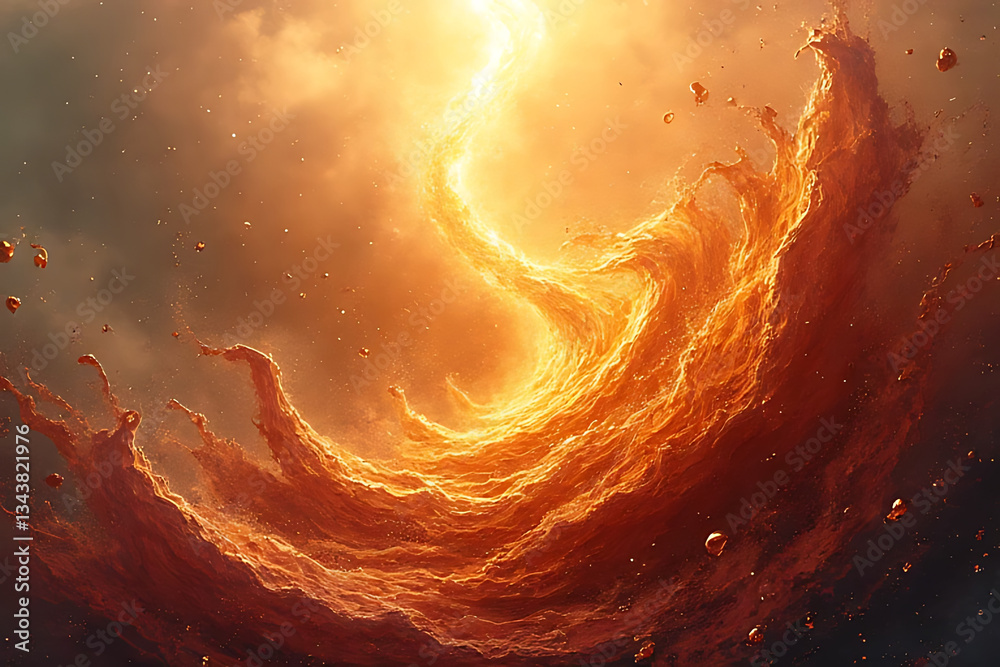 Wall mural flaming nebula formation in space cosmic wonder digital art celestial environment aerial view