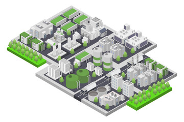 Biogas energy system industry isometric