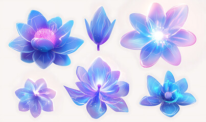 Obraz premium Creative 2D Doodle Floral Illustrations on White Background