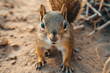 Fototapeta premium Squirrel on Dirt Ground