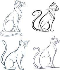 set of cats, line drawing