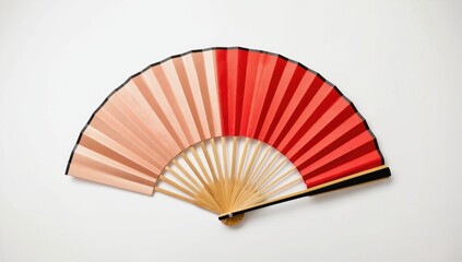Japanese folding fan with gradation on white background