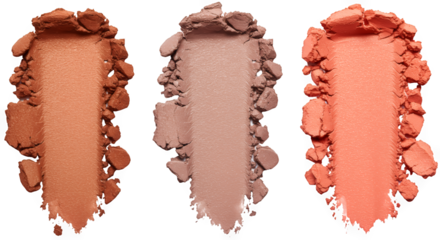 Coral Mauve Peach Makeup Powder Swatches on Black