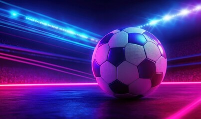Naklejka premium Neon Soccer Ball Stadium Night