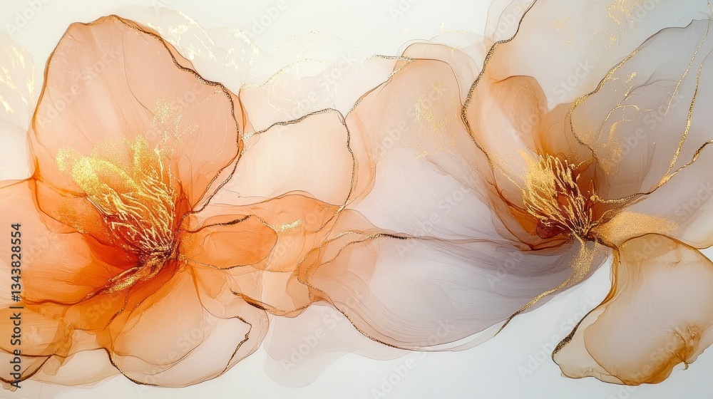 Poster vibrant flowers made from gentle fabric appear to float on a smooth surface, their delicate layers m