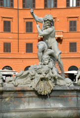 Obraz premium Piazza Navona is a symbol of Baroque Rome, with Bernini's Fountain of the Four Rivers, the fountains of Neptune and the Moors, and Borromini's Church of Sant'Agnese in Agone.