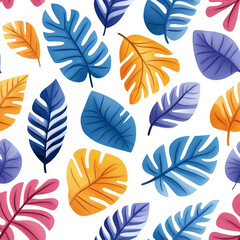 seamless pattern Vibrant tropical leaves in pastel colors pattern