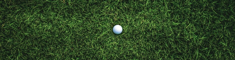 Fototapeta premium Golf ball resting on vibrant green grass on the course.
