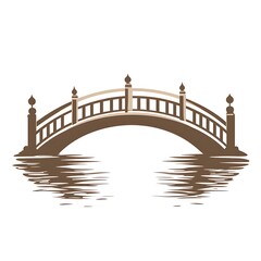Elegant Arch Bridge Water Reflection Illustration