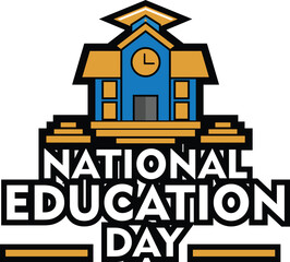 Illustration of National Education Day with Modern School Icons