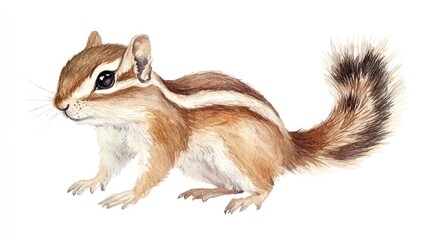 Obraz premium A detailed illustration of a chipmunk in a natural pose, showcasing its striped fur and playful demeanor