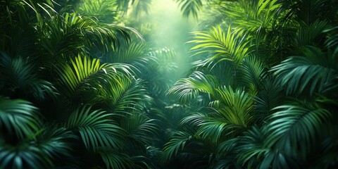 Dark Tropical Foliage Background with Deep Green Palm Leaves Minimalist Botanical Art Texture
