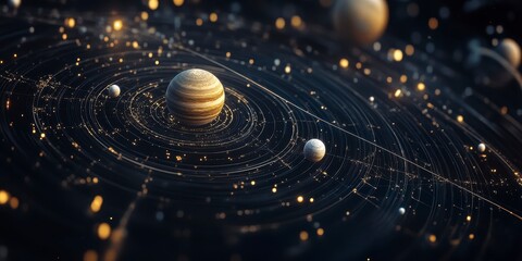 Obraz premium Abstract Cosmic Scene with Planets and Nebula