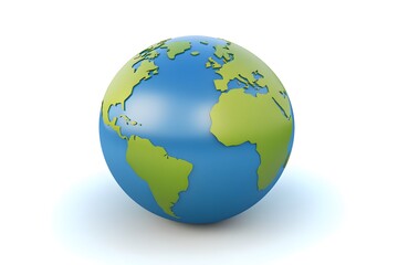 Fototapeta premium 3D Planet Earth with Oceans and Water on White Background - Ocean Day Concept, Vector Design for Apps and Websites