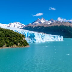 Obraz premium Majestic Glacier and Turquoise Water with Snow Capped Mountains