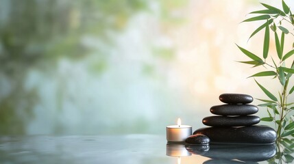 Obraz premium Zen still life with candle and stones