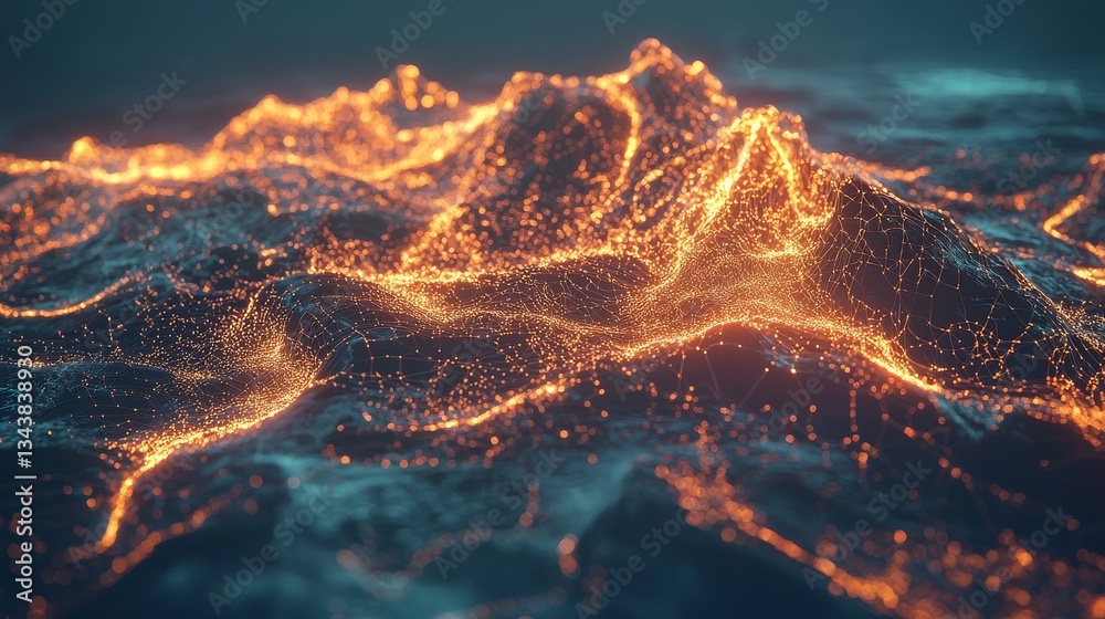 Poster glowing nodes and lines form an abstract technology network, creating a modern and sophisticated bac