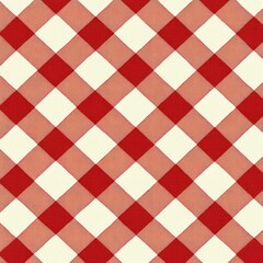Seamless Red Gingham Pattern Background Vintage Fabric Texture for Tablecloths Picnic Blankets and Fashion