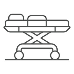 Rescue stretcher thin line icon, ambulance service concept. Vector graphics. Medical clinic portable bed for patient sign on white background, outline style icon for mobile or web design.
