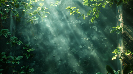 sun rays through the forest