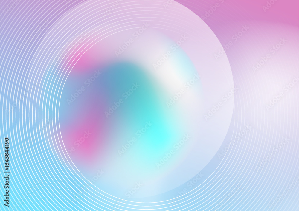 Aufkleber Blue pink smooth minimal liquid gradient abstract concept background with circular lines. Vector geometric design