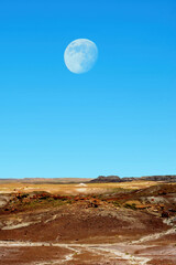 Moonrise Rugged and Desolate Landscape Petrified Forest Arizona