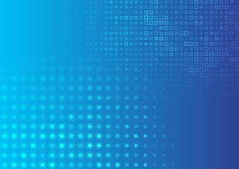 Mosaic hexagons and squares on blue background, geometric abstract design. Vector illustration