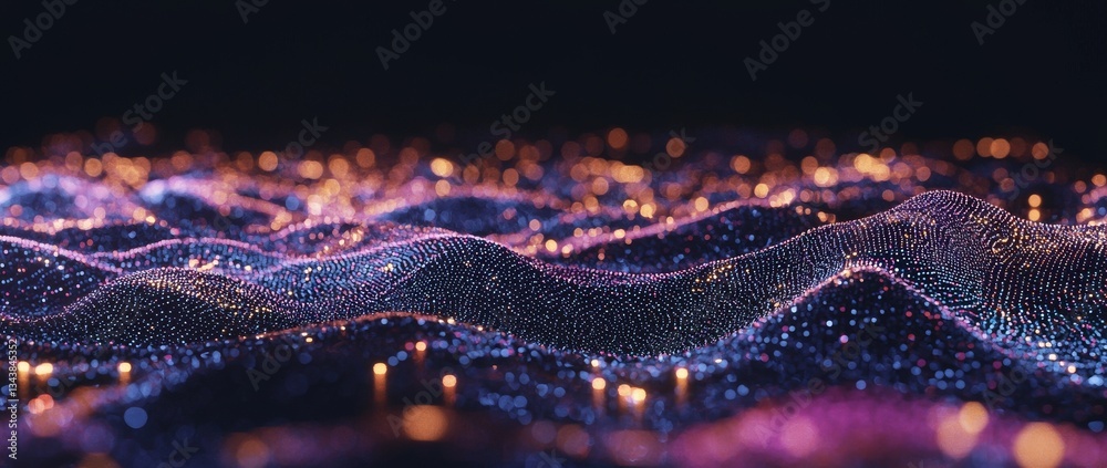 Poster glowing lines and dots set against an abstract technological background to illustrate the concepts o