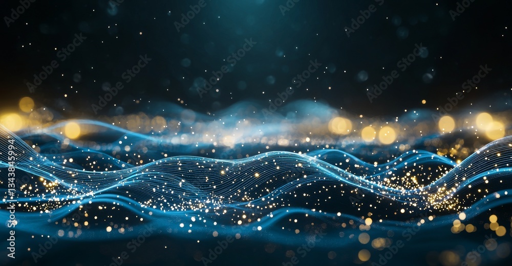 Poster a sophisticated technology-themed background displaying a web of interconnected glowing nodes, perfe