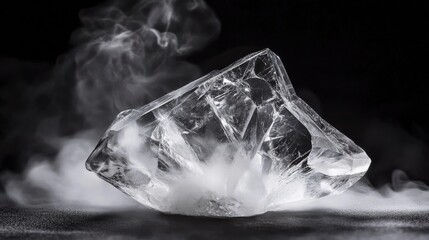 Obraz premium Stunning Clear Crystal with Smoke Effect on Dark Background
