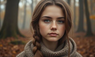 Young woman with braided hair outdoors