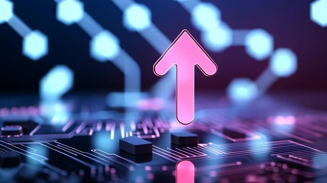 Abstract digital background with upward arrow symbolizing growth and technology advancements - Powered by Adobe