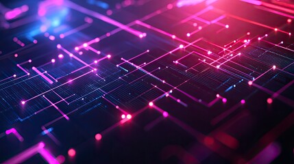 Digital Space Visualization Neon Graphs and Data Connections in Abstract Views