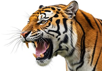 Obraz premium Close-up of a Tiger's Head with Open Mouth. Generative Ai