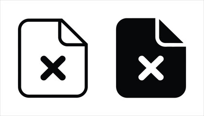 Obraz premium Delete File Icon with X Mark.