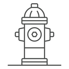 Fire hydrant point thin line icon, emergency service concept. Vector graphics. Firefighter water pipe support sign on white background, outline style icon for mobile or web design.