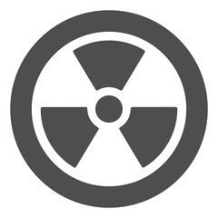 Radioactivity danger round seal solid icon, emergency service concept. Vector graphics. Radiation hazard warning sign on white background, glyph style icon for mobile or web design.