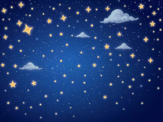 Fototapeta premium Beautiful night sky with glowing stars and clouds, creating a dreamy and peaceful atmosphere. Generative AI