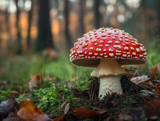 Fototapeta premium Red and White Mushroom